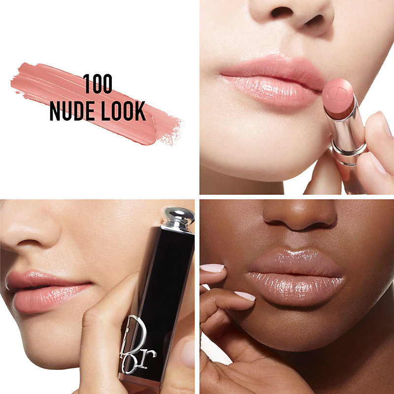 Shop Dior 100 Nude Look Addict Shine Refillable Lipstick 3.2g