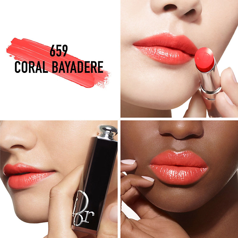 Shop Dior Addict Shine Refillable Lipstick 3.2g In 659 Coral Bayadere
