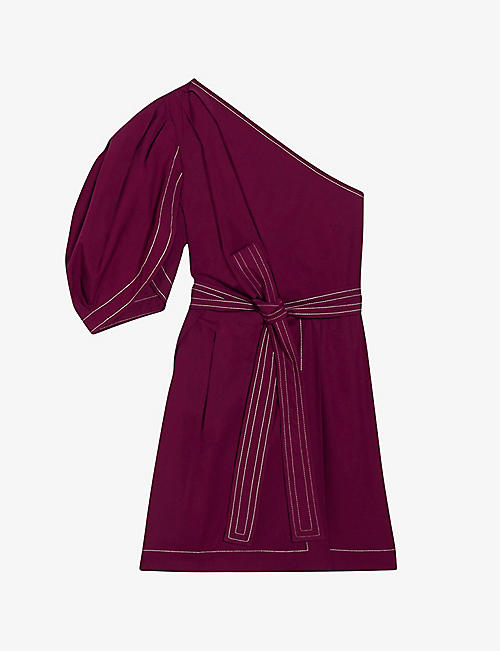 CLAUDIE PIERLOT: Roca wrap-front contrasting-hem woven midi dress