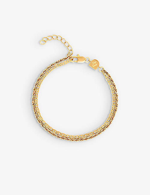 ASTRID & MIYU: Duo Chain 18ct yellow gold-plated brass bracelet