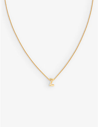 ASTRID & MIYU: Initial Z 18ct gold-plated recycled sterling silver and cubic zirconia pendant necklace