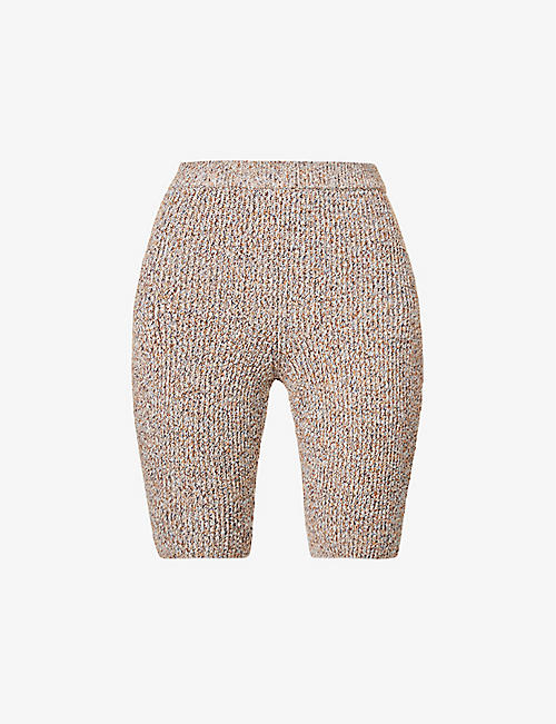 MM6 MAISON MARGIELA: Mid-rise knitted cotton and wool-blend cycling shorts