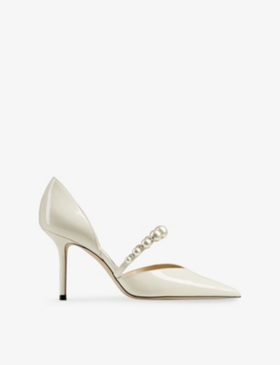 JIMMY CHOO：Aurelie 85 珍珠装饰漆皮宫廷鞋