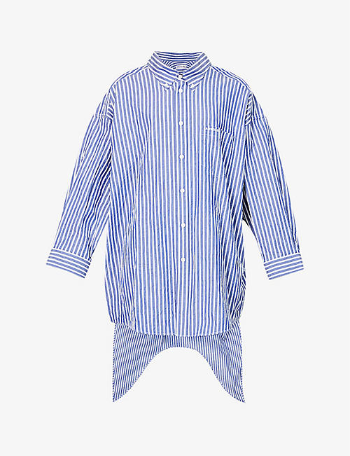 BALENCIAGA：大廓形条纹棉质衬衫