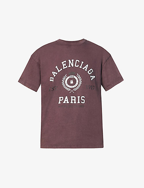 BALENCIAGA: Paris graphic-print cotton-jersey T-shirt