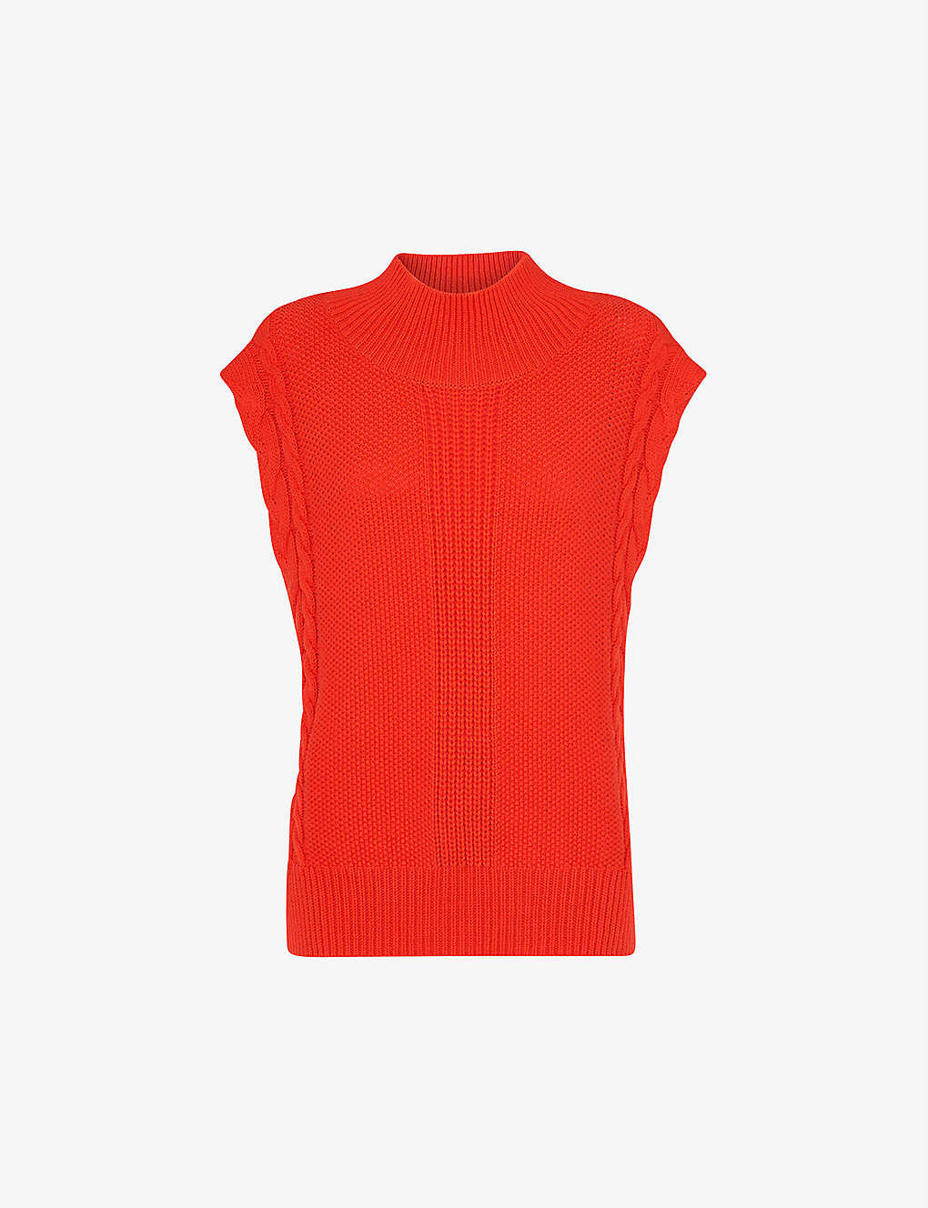 Whistles Womens Red Sleeveless Cable Cotton And Wool Blend Jumper M
