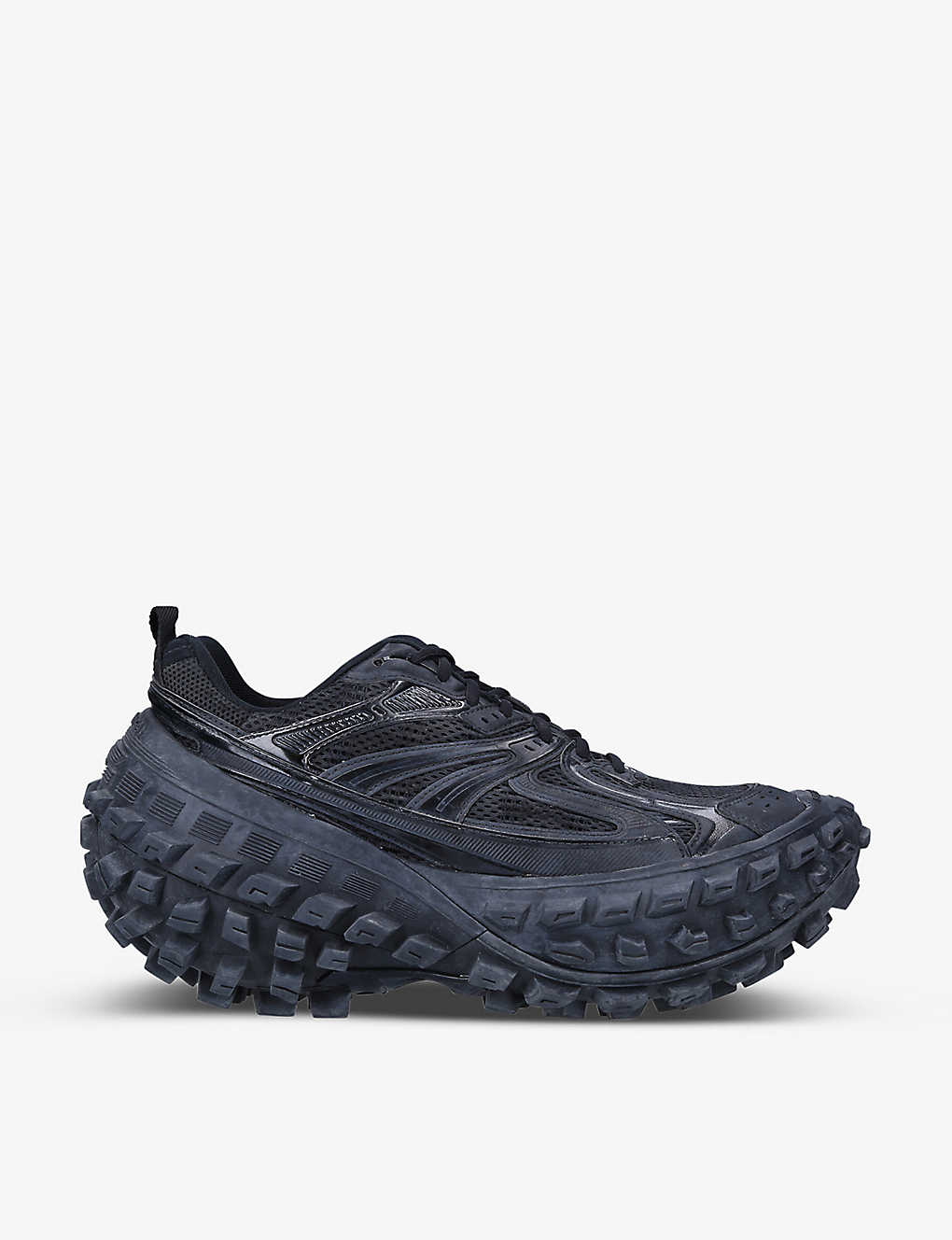 Balenciaga Men's Bouncer Tire-sole Mesh And Shell Low-top Leather Trainers In Black