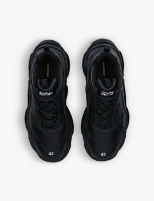 Shop Balenciaga Men's Triple S Logo-print Faux-leather And Mesh Low-top Trainers In Black
