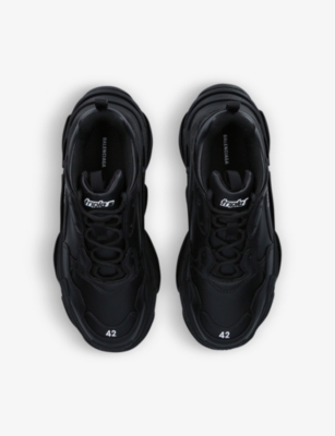 Shop Balenciaga Men's Black Men's Triple S Logo-print Faux-leather And Mesh Low-top Trainers