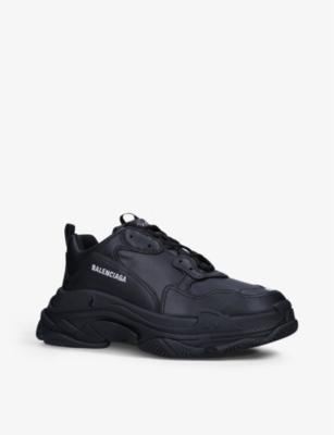 BALENCIAGA Men’s Triple S logo-print faux-leather and mesh low-top trainers