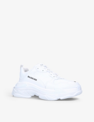 BALENCIAGA Men’s Triple S logo-print faux-leather and mesh low-top trainers