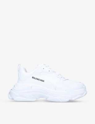 BALENCIAGA Men’s Triple S logo-print faux-leather and mesh low-top trainers