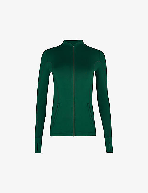 SWEATY BETTY: Therma zip-front recycled polyester workout jacket