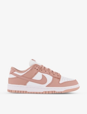 NIKE NIKE WOMENS WHITE ROSE WHISPER DUNK LOW PERFORATED LEATHER LOW-TOP TRAINERS,57022131
