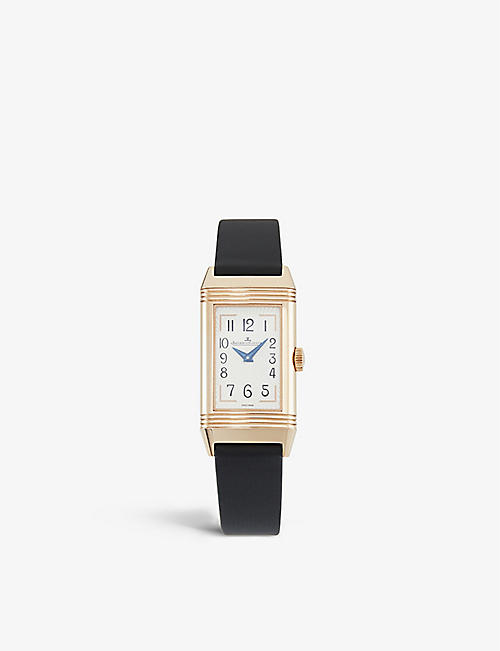 JAEGER-LECOULTRE: Q3352420 Reverso One Duetto Moon 18ct rose-gold, ~28.32ct diamond and leather manual-wind watch
