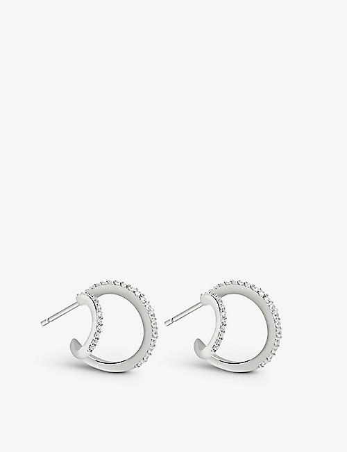 ASTRID & MIYU: Illusion recycled sterling silver and cubic zirconia hoop earrings