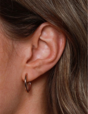ASTRID & MIYU: Simple 18ct rose gold-plated sterling-silver hoop earrings