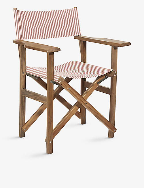 BUSINESS & PLEASURE CO.: Striped teakwood and canvas director's chair 94cm