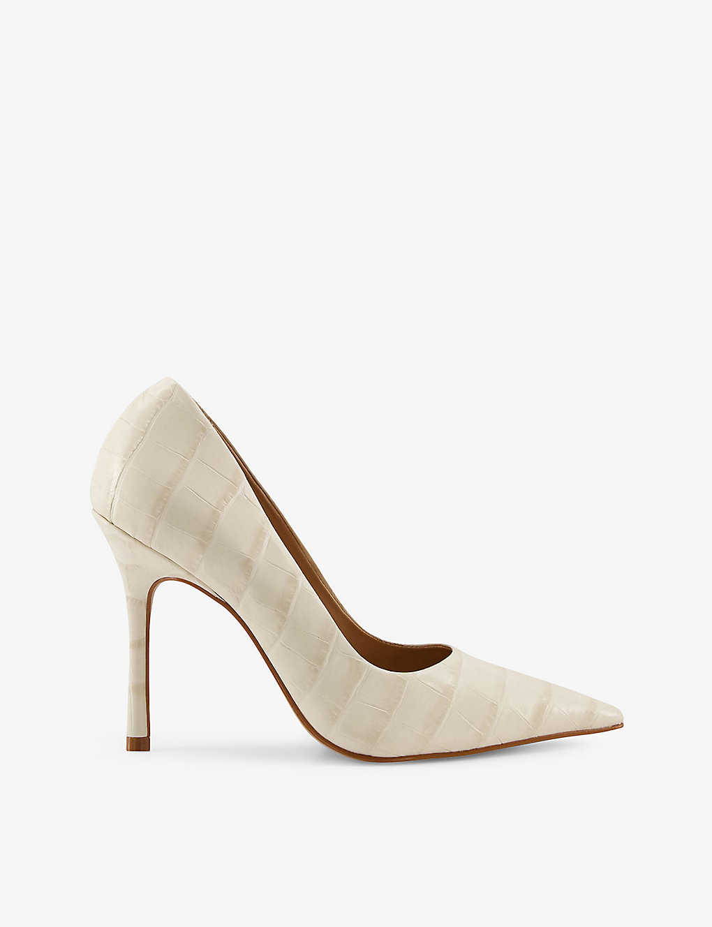 Dune Womens Cream-leather Bento Croc-embossed Leather Courts