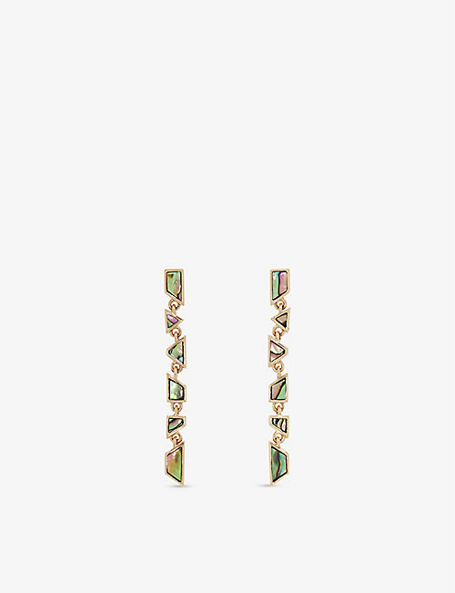 THE ALKEMISTRY: Tomfoolery Tesserae 9ct yellow gold and abalone mother of pearl earrings