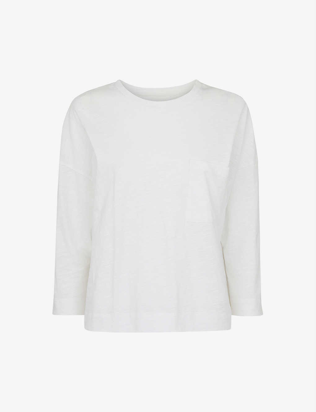 Whistles Dropped Shoulder Cotton-jersey Top In White
