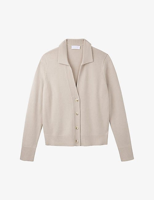 THE WHITE COMPANY: Open-collar wool and cashmere-blend cardigan