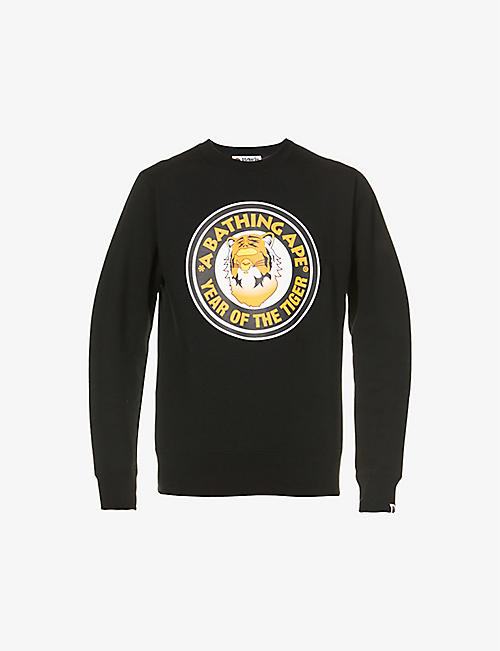 A BATHING APE: Logo-print cotton-jersey sweatshirt