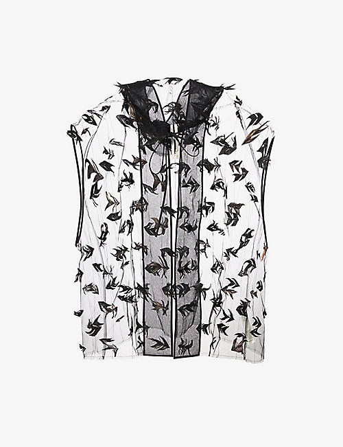 RICK OWENS: Peter feather-embellished tulle jacket