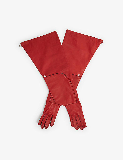 RICK OWENS: Zip-wallet wide leather gloves
