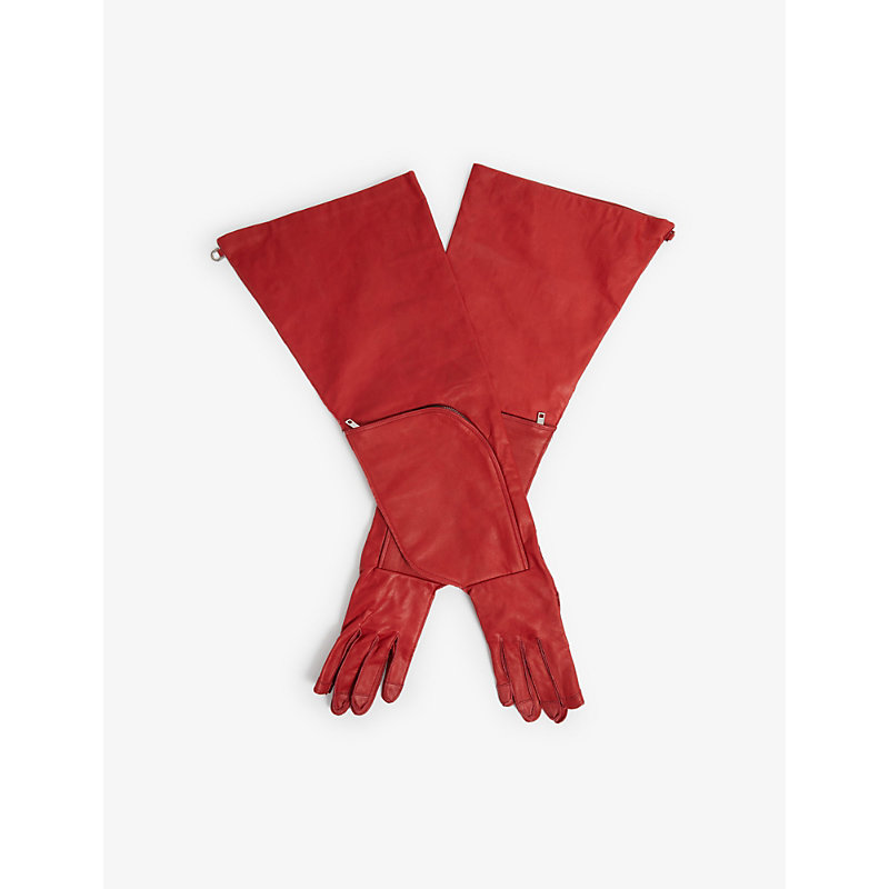 Rick Owens Zip-wallet Wide Leather Gloves In Carnelian | ModeSens