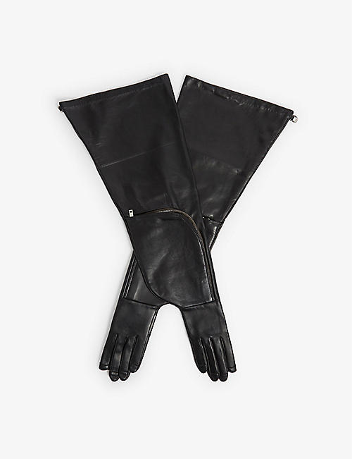 RICK OWENS: Zip-wallet wide leather gloves