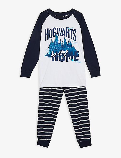 FABRIC FLAVOURS: Hogwarts Is My Home graphic-print cotton pyjama set 3-10 years