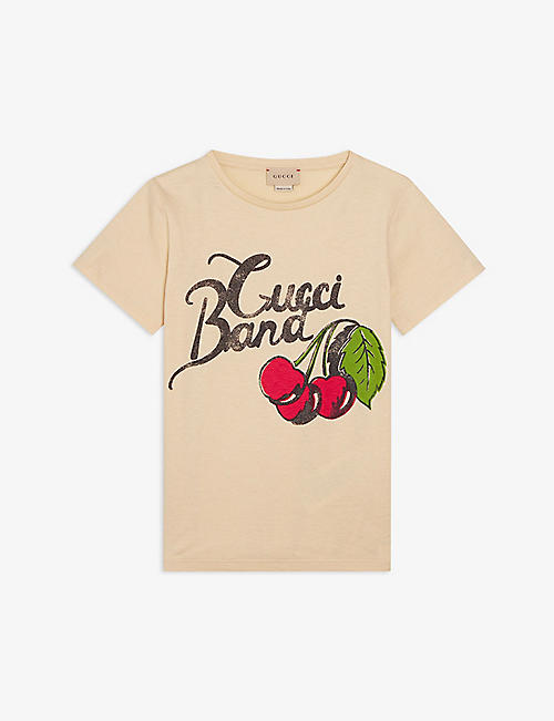 GUCCI: Cherry graphic cotton T-shirt 4-12 years