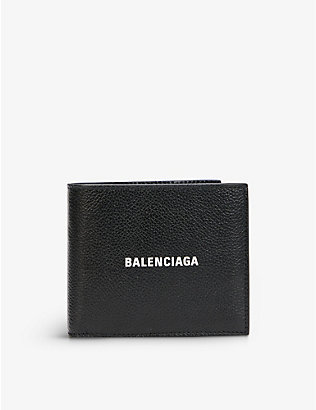 BALENCIAGA: Logo-print leather wallet