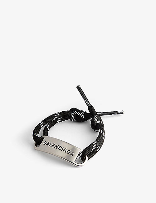 BALENCIAGA: Logo-plaque woven cord bracelet