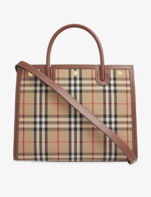 BURBERRY Vintage check small canvas top-handle bag