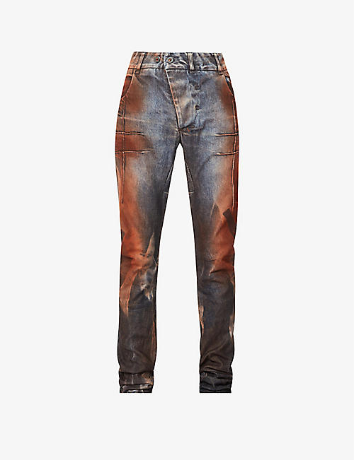 BORIS BIDJAN SABERI: P13 spray-dyed regular-fit cotton-blend jeans