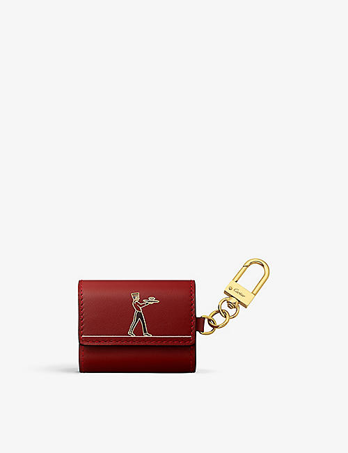CARTIER: Diabolo de Cartier logo-embossed gold-toned metal and leather keyring