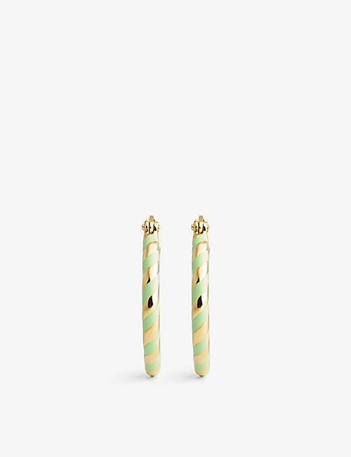 ANNA + NINA: Twirl 14ct yellow gold-plated brass and enamel earrings