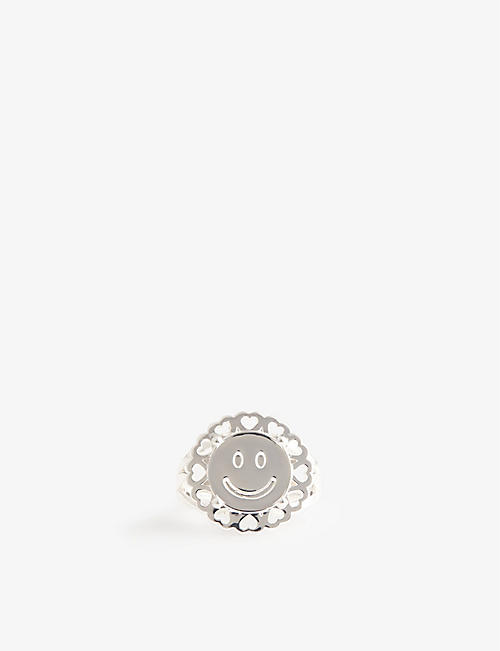 ANNA + NINA: Happy Smile sterling-silver signet ring