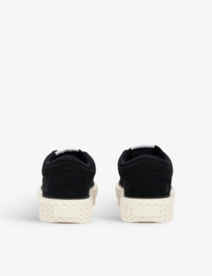 LANVIN Contrast-laces contrast-sole cotton-canvas low-top trainers