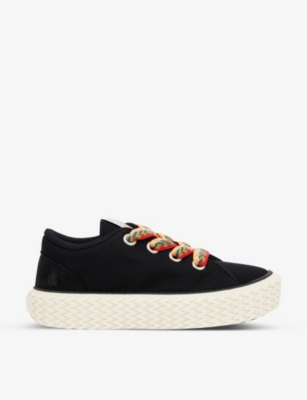 LANVIN Contrast-laces contrast-sole cotton-canvas low-top trainers