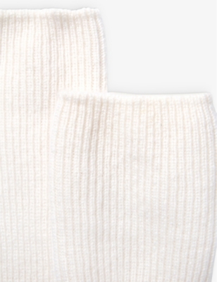 Shop The White Company Womens Ivory Ribbed Cashmere Bed Socks Sizes 4-7