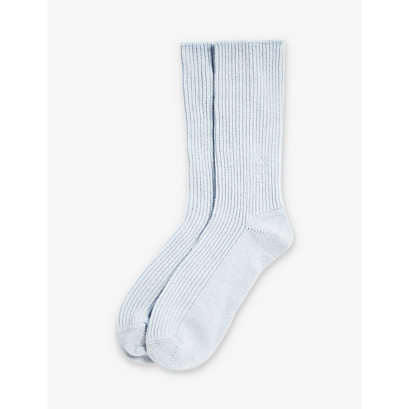 The White Company Womens Paleblumrl Ribbed Cashmere Bed Socks Sizes 4-7