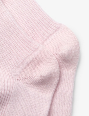 Shop The White Company Womens Pale Pink Ribbed Cashmere Bed Socks Sizes 4-7