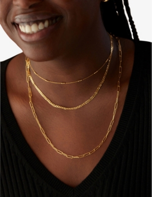 MONICA VINADER: Alta 18ct textured yellow gold-plated vermeil sterling-silver necklace
