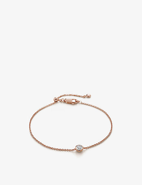 MONICA VINADER: Essential 18ct recycled rose gold-plated vermeil, sterling silver and diamond bracelet