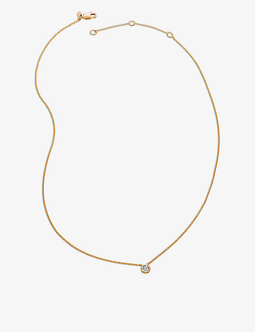 MONICA VINADER: Essential 18ct recycled yellow gold-plated vermeil sterling-silver and 0.5ct round-cut diamond pendant necklace