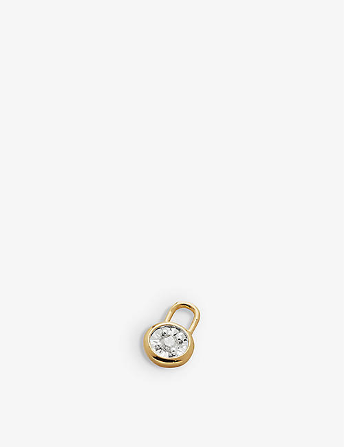 MONICA VINADER: Diamond Essential recycled 18ct yellow gold-vermeil sterling silver and 0.05ct diamond earring charm