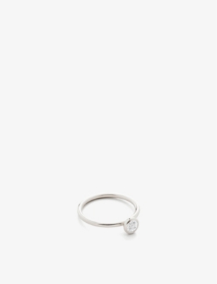 Monica Vinader Sterling Silver Diamond Essential Ring Diamond In Sterling Silver